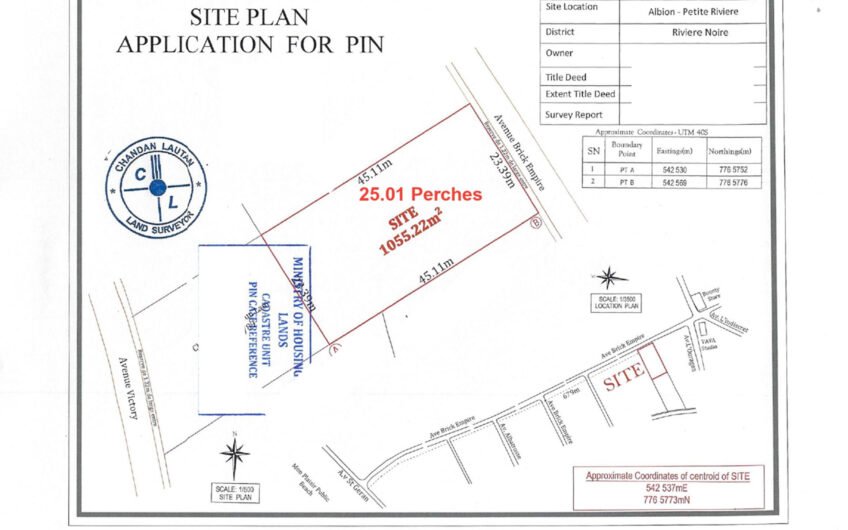 For sale residential plot of land of 25 Perches at Avenue Bounty, Albion.